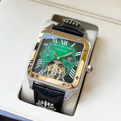 Replica Cartier Santos Mingzhu Movement 44*12mm Green/White/Yellow Face Watch